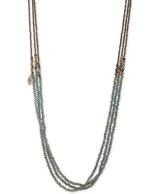 lonna & lilly Gold-Tone Pave Evil Eye Charm Beaded 36" Triple-Strand Necklace