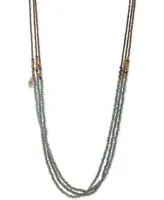 lonna & lilly Gold-Tone Pave Evil Eye Charm Beaded 36" Triple-Strand Necklace