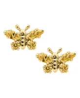 Children's Birthday Cubic Zirconia Butterfly Earrings 14k Yellow Gold