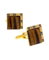 1928 Jewelry 14K Gold Plated Tiger's Eye Square Cufflinks