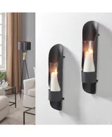 Danya B Wall Mount Hugging Candle Sconces with Inserts, Set of 2