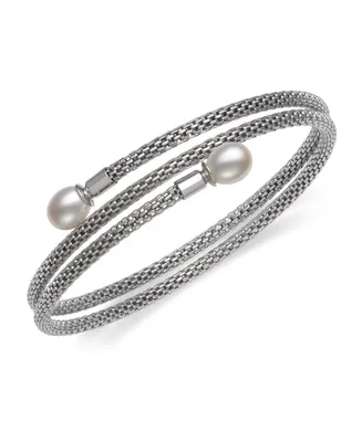 Cultured Freshwater Pearl (7-8 mm) Flex Wrap Bracelet in Sterling Silver