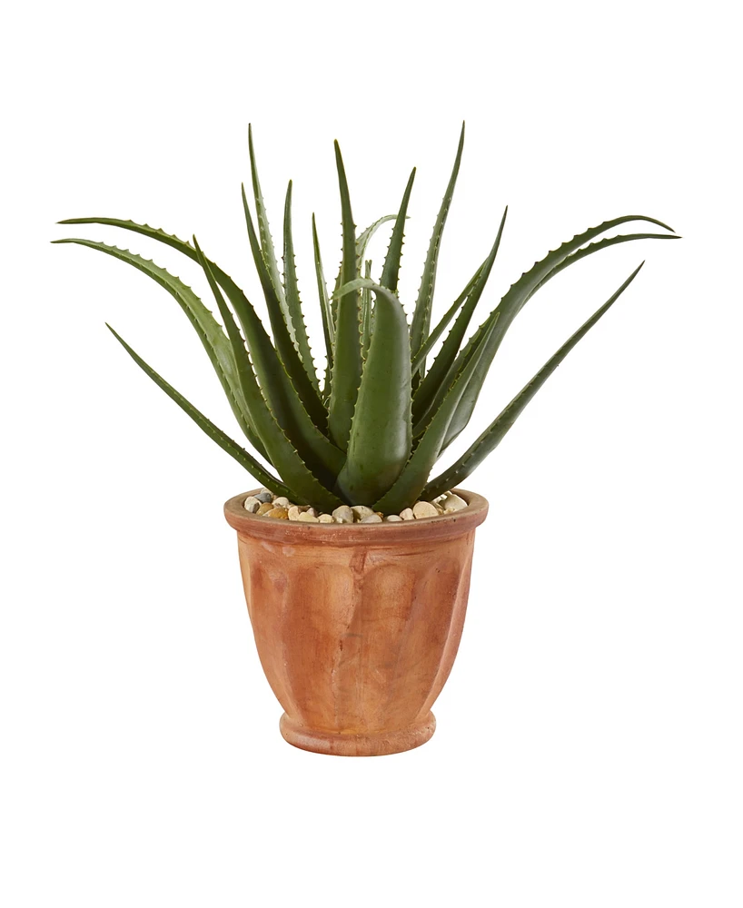 Nearly Natural 27" Aloe Artificial Plant in Terra-Cotta Planter