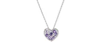 Amethyst (1-1/5 ct. t.w.) & Iolite (1/5 ct. t.w.) Open Heart 18" Pendant Necklace in Sterling Silver