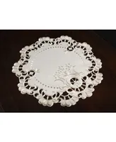 Xia Home Fashions Scalloped Lace Embroidered Cutwork Round Placemats, 15" Round, Set of 4