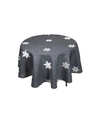 Xia Home Fashions Glisten Snowflake Embroidered Christmas Round Tablecloth, 70"