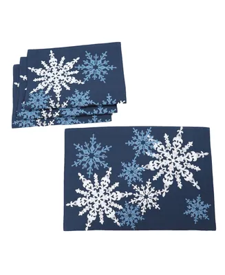 Manor Luxe Magical Snowflakes Crewel Embroidered Christmas Placemats 14" x 20