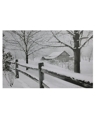 Northlight Large Fiber Optic Lighted Snowy Winter Cabin Canvas Wall Art, 15.75" x 23.5"