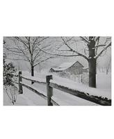 Northlight Large Fiber Optic Lighted Snowy Winter Cabin Canvas Wall Art, 15.75" x 23.5"