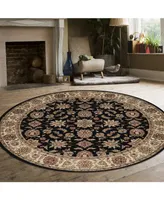 Closeout! Km Home 1592/1015/Black Pesaro Black 5'3" x 5'3" Round Area Rug