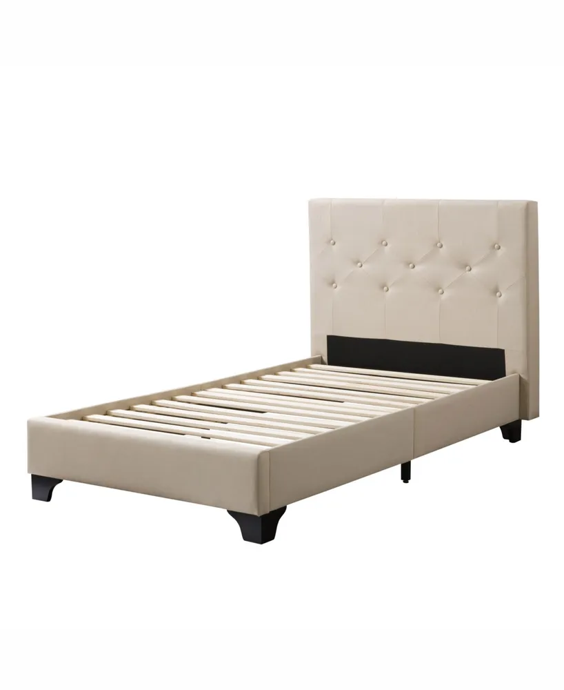 Corliving Distribution Nova Ridge Diamond Button-Tufted Bed and Frame, Twin