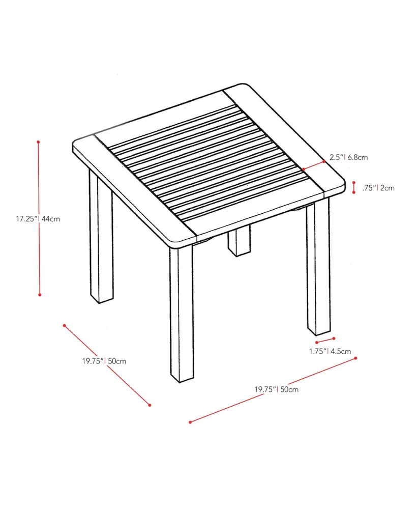 Corliving Distribution Miramar 3 Piece Hardwood Outdoor Chair and Side Table Set