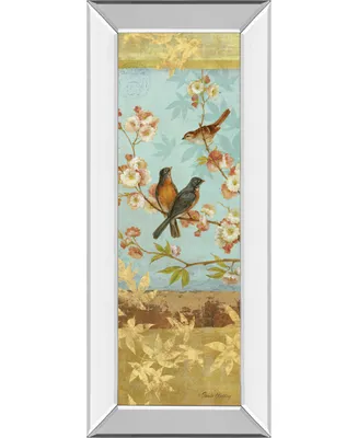Classy Art Robins and Blooms Panel by Pamela Gladding Mirror Framed Print Wall Art - 18" x 42"
