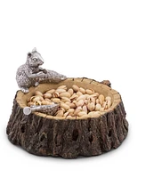 Arthur Court Designs Aluminum Standing Squirrel on Log Nut Bowl