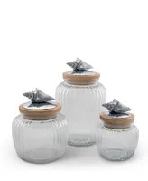 Arthur Court Canister Glass for Kitchen with Rubber Airtight Seal for Food Storage Sea Shell Ocean Pattern Knob