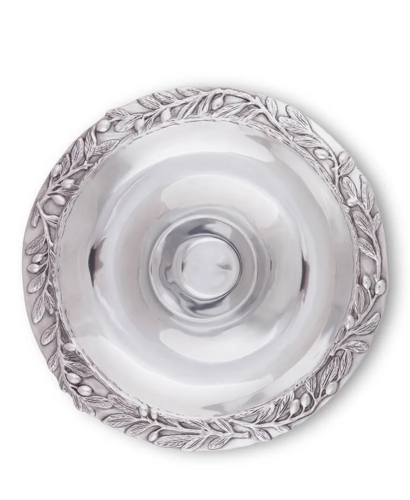 Arthur Court Sand-Cast Olive Pattern Aluminum Large Chip and Dip Tray
