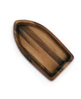 Arthur Court Acacia Wood Serving Bowl for Fruits or Salads Boat Shape Style Large Wooden Single Bowl