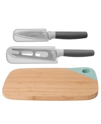 BergHOFF Leo Collection 3 Piece Knife and Cutting Board Set, Grey and Green