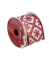 Northlight Pack of 12 White and Red Snowflake Wired Christmas Craft Ribbon Spools - 2.5" x 120 Yards Total