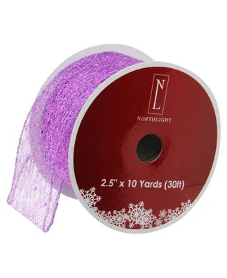 Northlight Pack of 12 Glittering Purple Wired Christmas Craft Ribbon Spools - 2.5" x 120 Yards Total