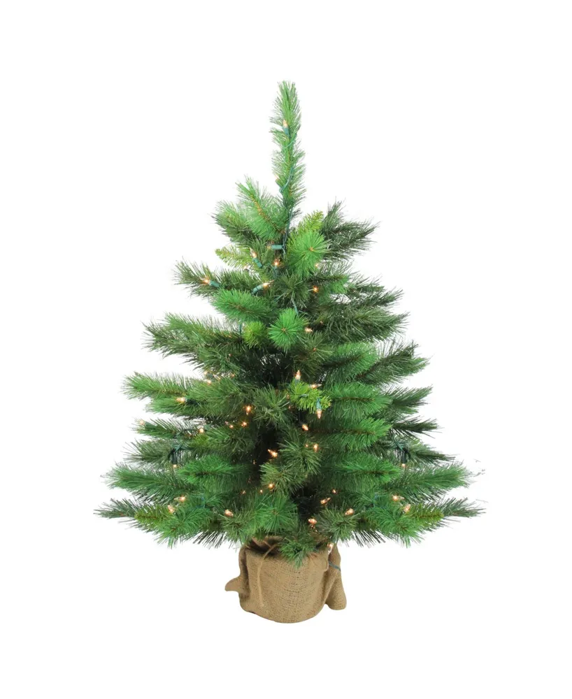 Northlight 36" New Carolina Spruce Artificial Christmas Tree in Burlap Base - Clear Lights