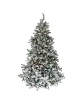 Northlight 6.5' Pre-Lit Flocked Natural Emerald Artificial Christmas Tree - Clear Lights