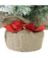 Northlight 22" Flocked Pine Artificial Christmas Tree in Burlap Base - Unlit