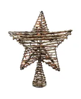 Northlight 11.5" Natural Brown Rattan Star Christmas Tree Topper - Clear Lights