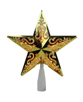 Northlight 8.5" Gold Star Cut-Out Design Christmas Tree Topper - Clear Lights