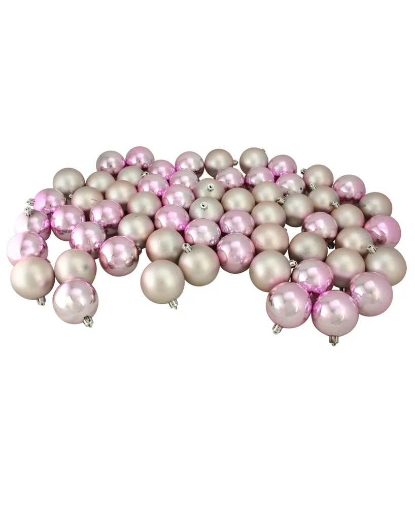 Northlight 60ct Blush Pink Shiny and Matte Shatterproof Christmas Ball Ornaments 2.5" 60mm