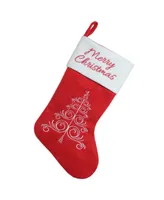 Northlight 15.75" Red and White "Merry Christmas" Tree Stocking with White Cuff