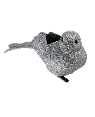 Northlight 6" Bright Silver Clip-On Glittered Bird Christmas Ornament Decoration