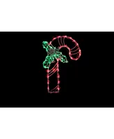 Northlight 18" Lighted Candy Cane with Holly Christmas Window Silhouette Decoration