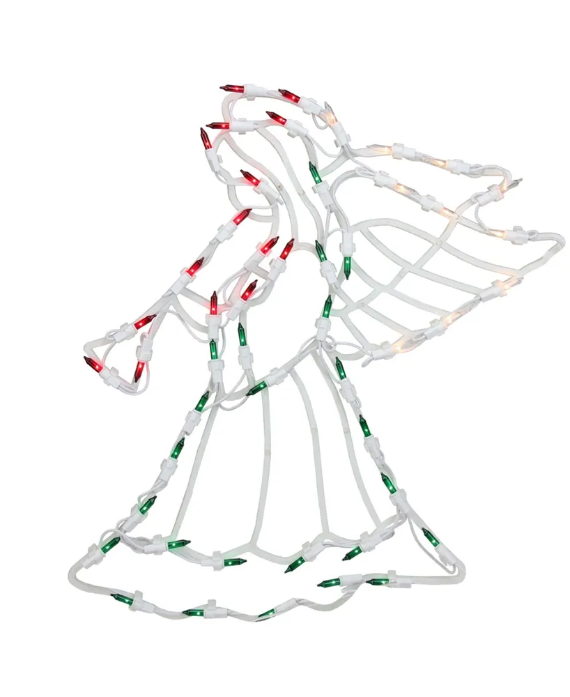 Northlight 18" Lighted Red White and Green Angel Christmas Window Silhouette Decoration