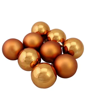 Northlight 9-Piece Shiny and Matte Copper Glass Ball Christmas Ornament Set 2.5" 65mm