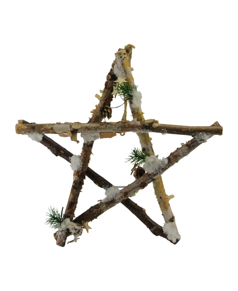 Northlight 13.75" Medium Rustic Snowy Wooden Branch Star Shaped Christmas Ornament