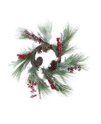 Northlight 32" Festive Red Berries Pine Cones and Green Pine Sprigs Artificial Christmas Wreath - Unlit