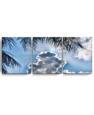 Ready2HangArt Cloudy Palms 3 Piece Wrapped Canvas Coastal Wall Art Set, 20" x 48"