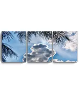 Ready2HangArt Cloudy Palms 3 Piece Wrapped Canvas Coastal Wall Art Set, 20" x 48"