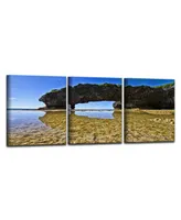 Ready2HangArt Aqua Rocks Ii 3 Piece Wrapped Canvas Coastal Wall Art Set, 20" x 48"