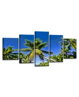 Ready2HangArt Niue Palms 5 Piece Wrapped Canvas Coastal Wall Art Set, 30" x 60"