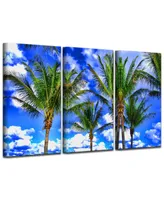 Ready2HangArt Shady Palms 3 Piece Wrapped Canvas Coastal Wall Art Set, 24" x 36"