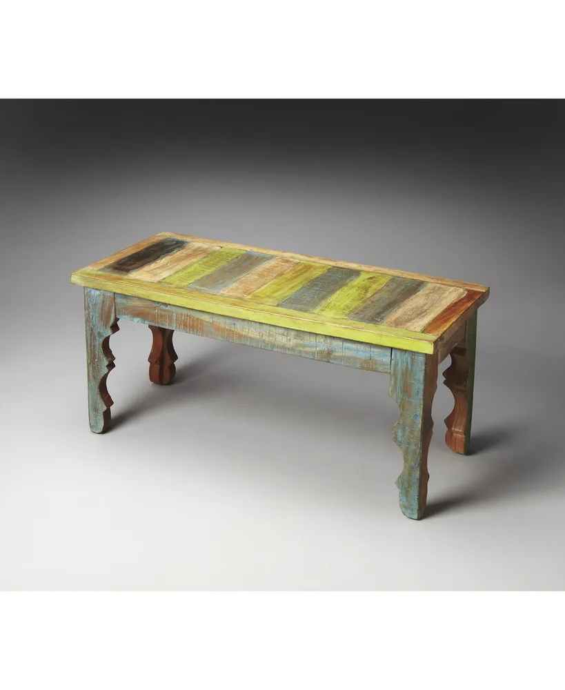 Rao Painted Wood Bench - Multi