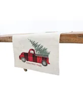 Manor Luxe Vintage Tartan Truck with Christmas Tree Table Runner