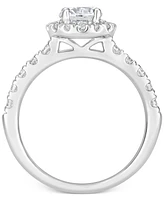 Gia Certified Diamond Halo Bridal Set (1-1/2 ct. t.w.) in 14k White Gold