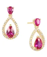 Ruby (1-1/5 ct. t.w.) & Diamond (1/20 ct. t.w.) Openwork Teardrop Drop Earrings in 14k Gold-Plated Sterling Silver