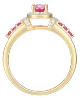 Ruby (3/4 ct. t.w.) & Diamond (1/10 ct. t.w.) Ring in 14k Gold-Plated Sterling Silver
