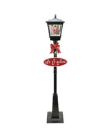 Northlight 70.75" Lighted Black Musical Santa Vertical Snowing Christmas Street Lamp