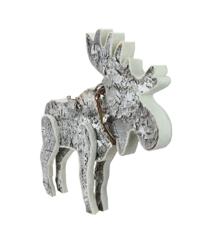 Northlight 16" Natural Wood Standing Christmas Moose Table Top Figure
