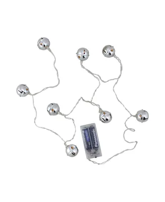 Northlight Set of 8 Battery Operated Led Silver Jingle Bell Novelty Christmas Lights - Clear Lights